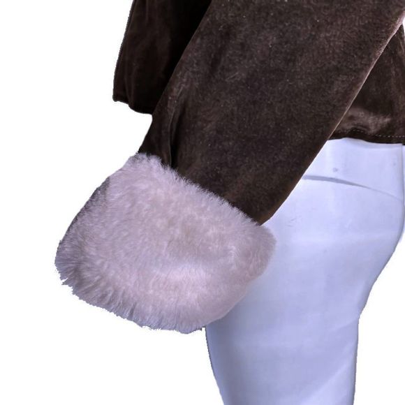 Vintage BB DAKOTA Pret a Porter Distressed Suede Shearling Jacket Coat Size M - Picture 8 of 10